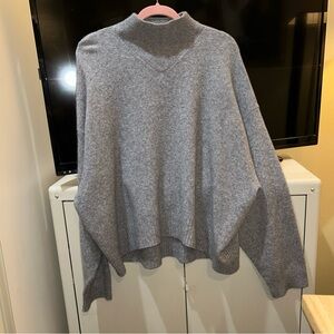 ALLSAINTS Asha Wool Blend Knit Mock Neck Relaxed Coze Sweater Gray Large EUC